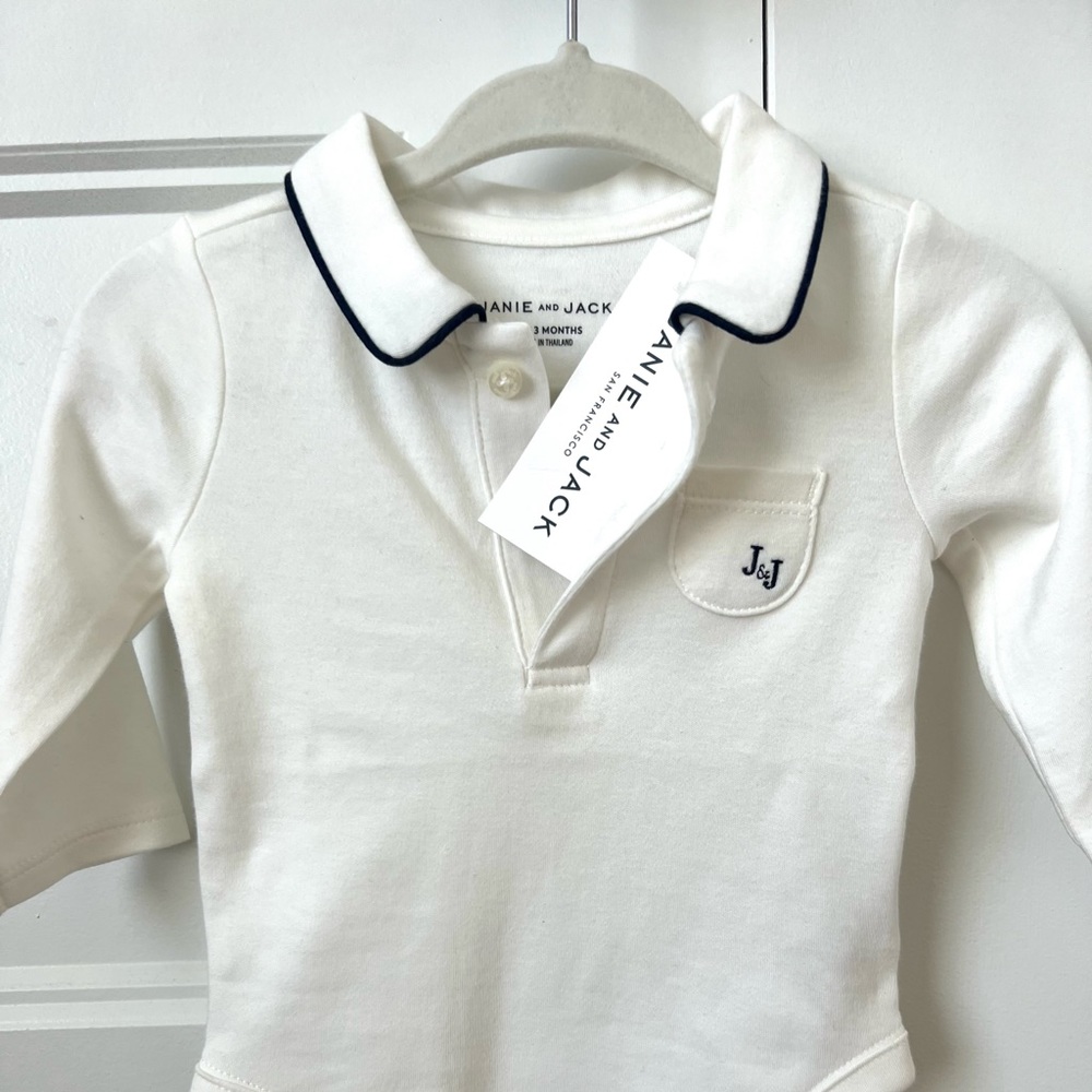 NWT Janie and Jack Long Sleeve Polo Onesie (0-3 months)